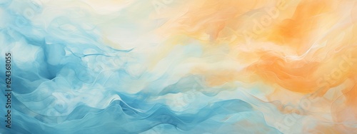 Abstract colorful blue orange complementary color art painting illustration texture - watercolor swirl waves liquid splashes (Generative Ai) © Corri Seizinger