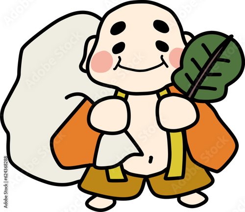 可愛くデフォルメした布袋尊のカラーイラスト