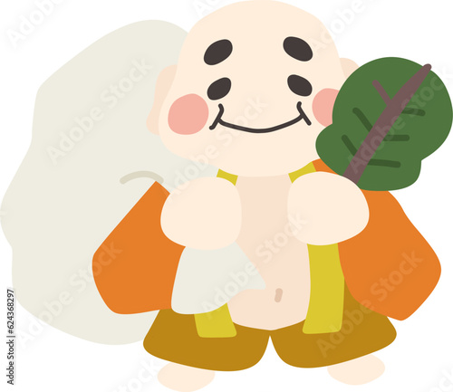 可愛くデフォルメした布袋尊のカラーイラスト