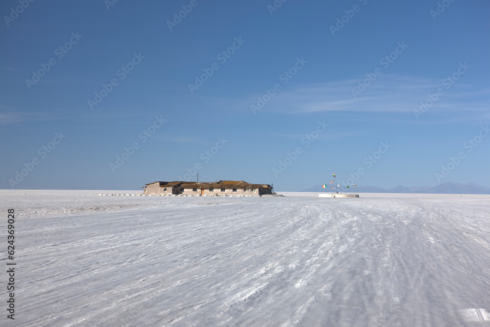 Bolivia salt hotel in Uyuni salt flat on a sunny winter day Bolivia salt hotel in Uyuni salt flat on a sunny winter day