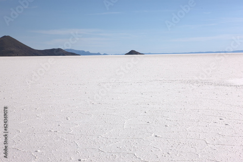Bolivia Uyuni salt marsh on a sunny winter day