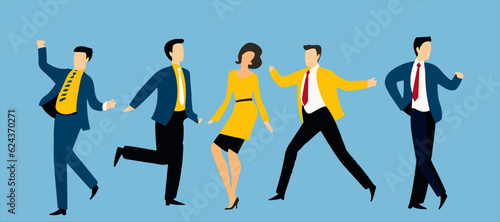 office people professional celebrating  professional people in suit dancing  success happy dancing  vector illustration