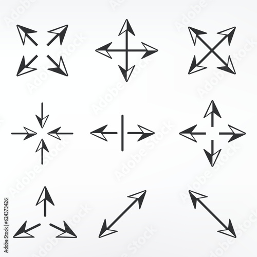 Expand Arrows Minimal Line Icon. Vector Illustration Flat style. Included Icons as Diagonal Increase, Fullscreen, and Navigation. Editable Stroke.