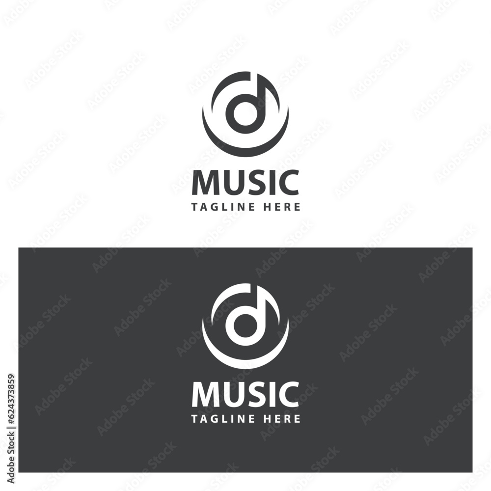 Music Circle Logo Template in black and white