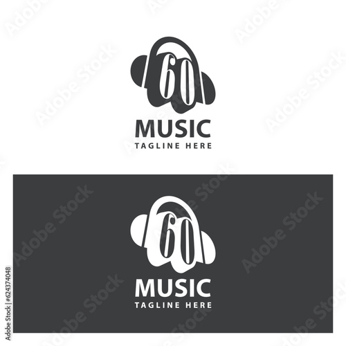 retro 60s music badge logo template
