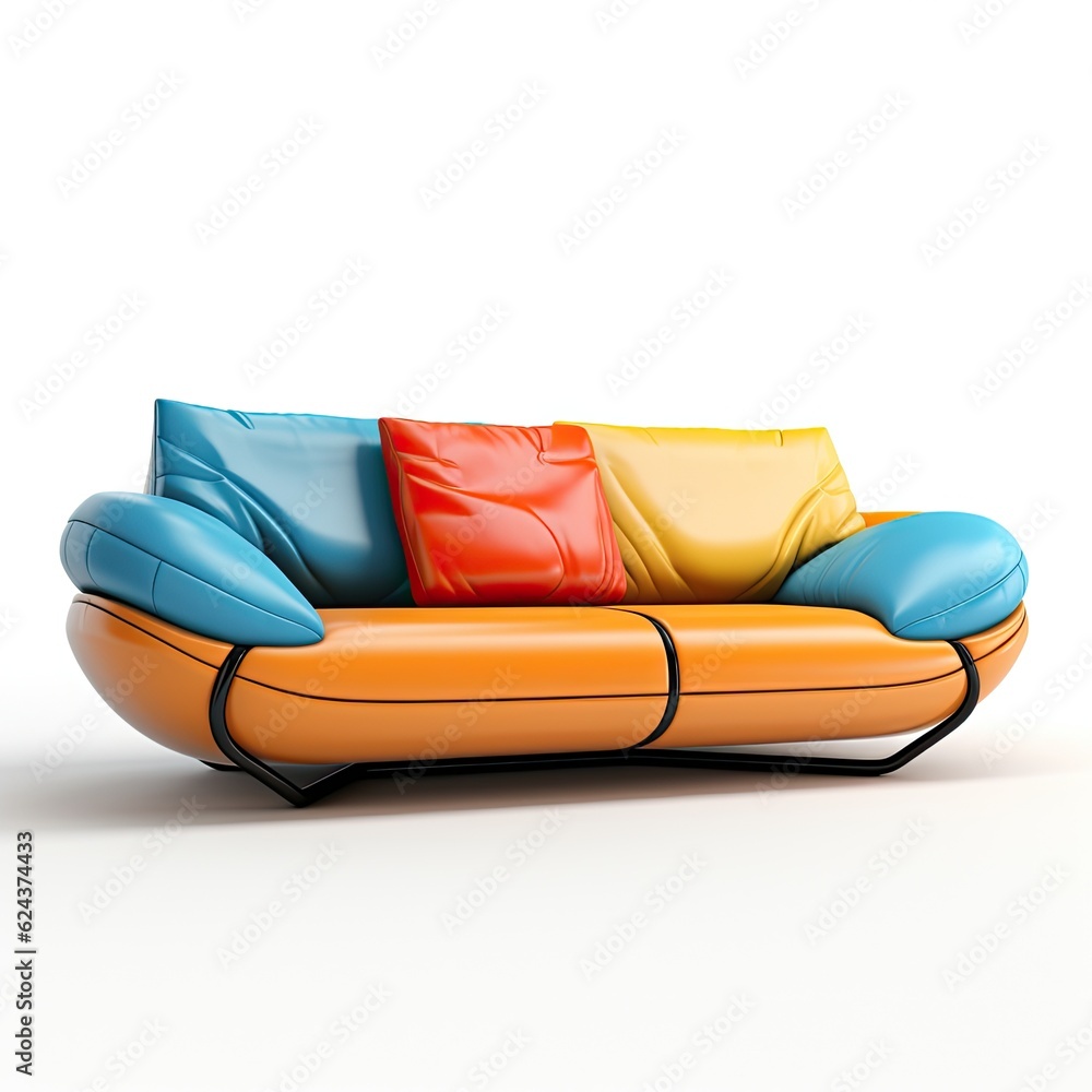 Obraz premium Modern sofa isolated. Illustration AI Generative.