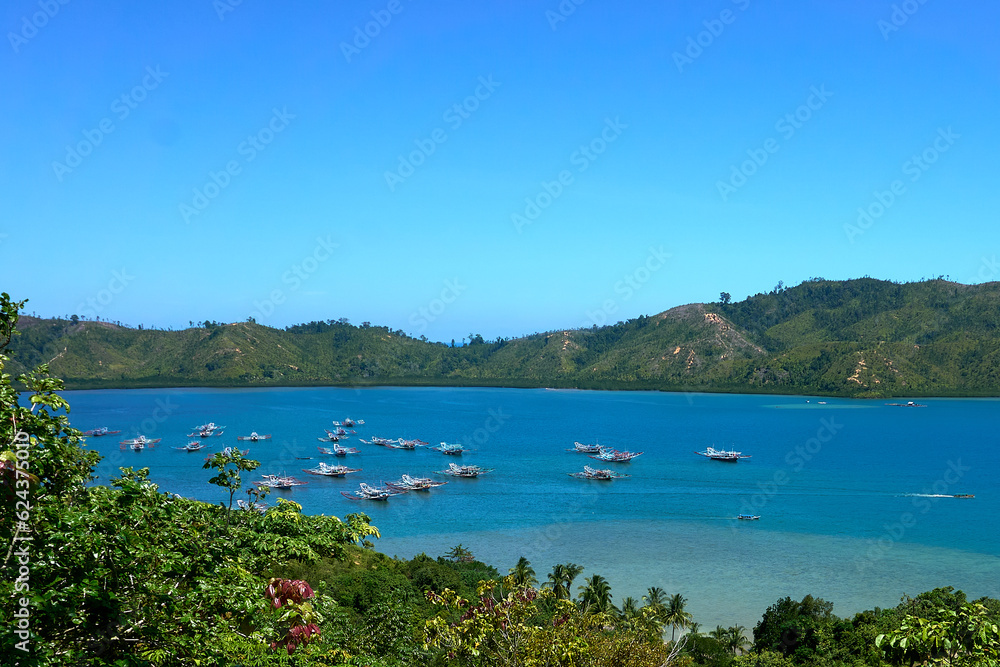 Ocean Landscape View from Mandeh Hill, Painan, South Coast, West Sumatra, Indonesia