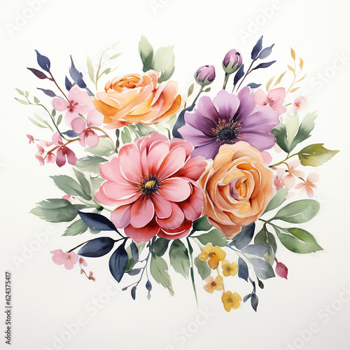 Watercolor flower bouquet. Made with AI