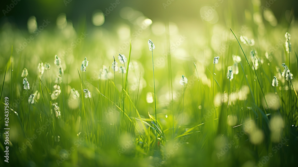 Naklejka premium green grass wildflower field