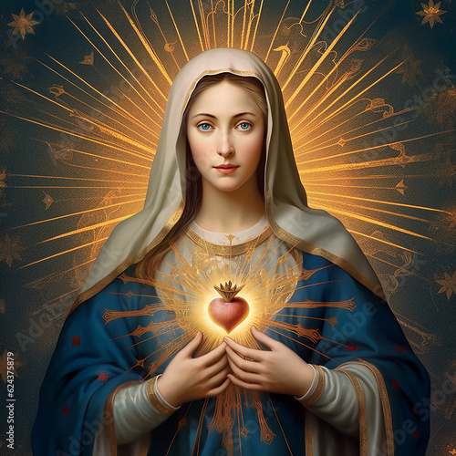 Obraz na płótnie Immaculate Heart of the Holy Mary. AI generativ.