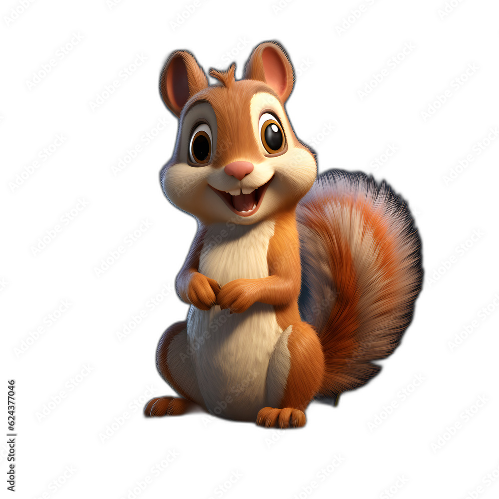 Naklejka premium squirrel with acorn, PNG transparent background