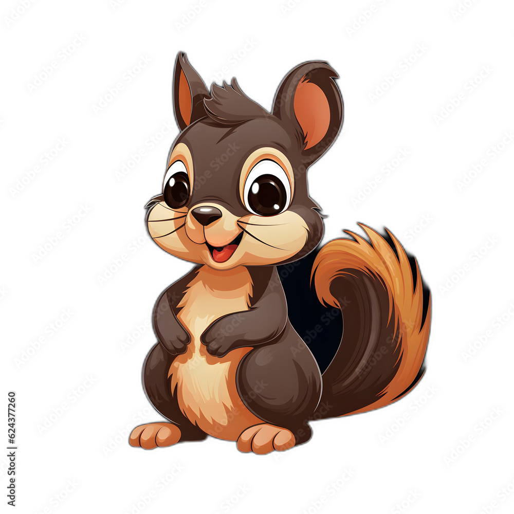 Fototapeta premium squirrel with acorn, PNG transparent background