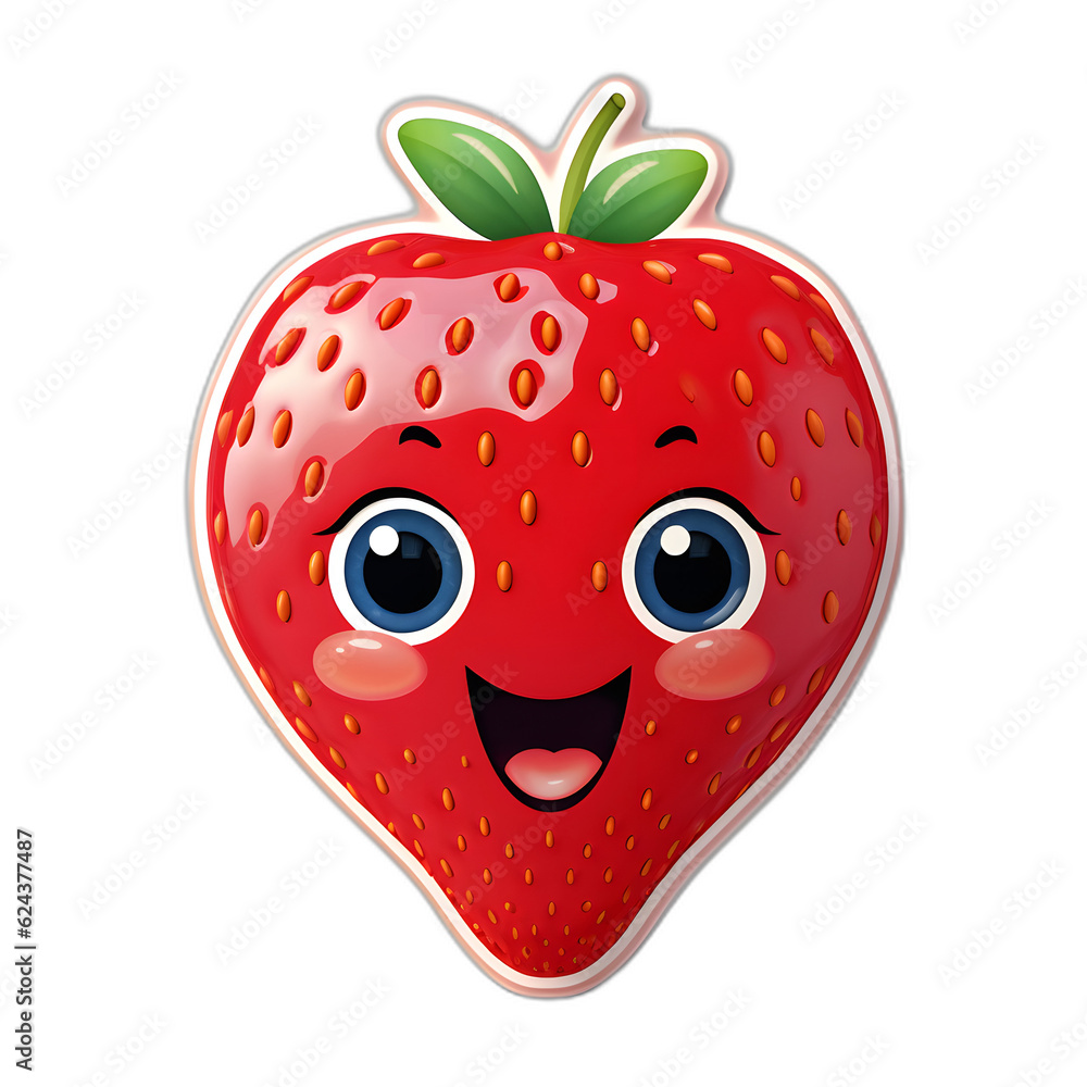 strawberry with heart, PNG transparent background