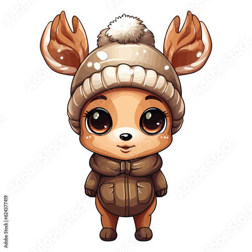 Cute Reindeer Clipart 2D Illustration