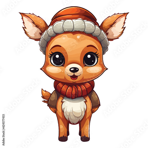 Cute Reindeer Clipart 2D Illustration photo