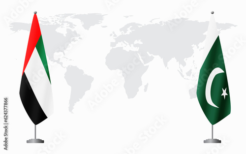 United Arab Emirates and Pakistan flags for official meeting