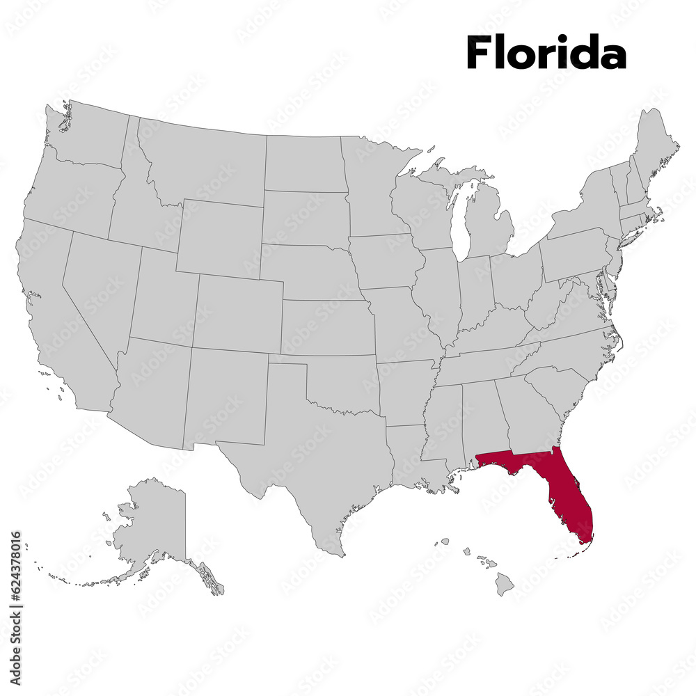 Florida map with outline color flag