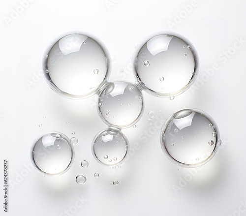 Realistic transparent bubbles isolated on white background