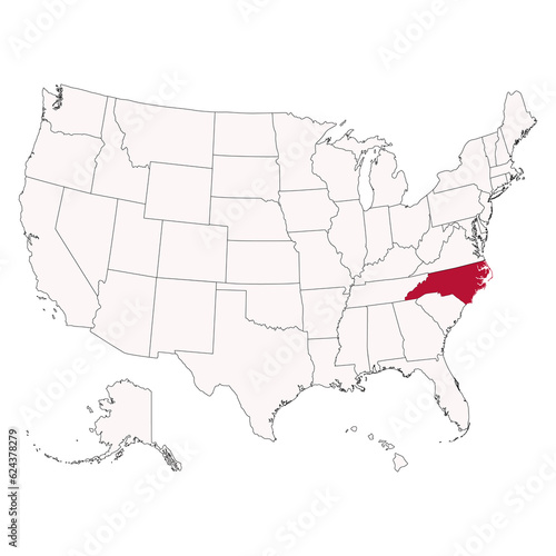 North Carolina with USA flag. USA map 