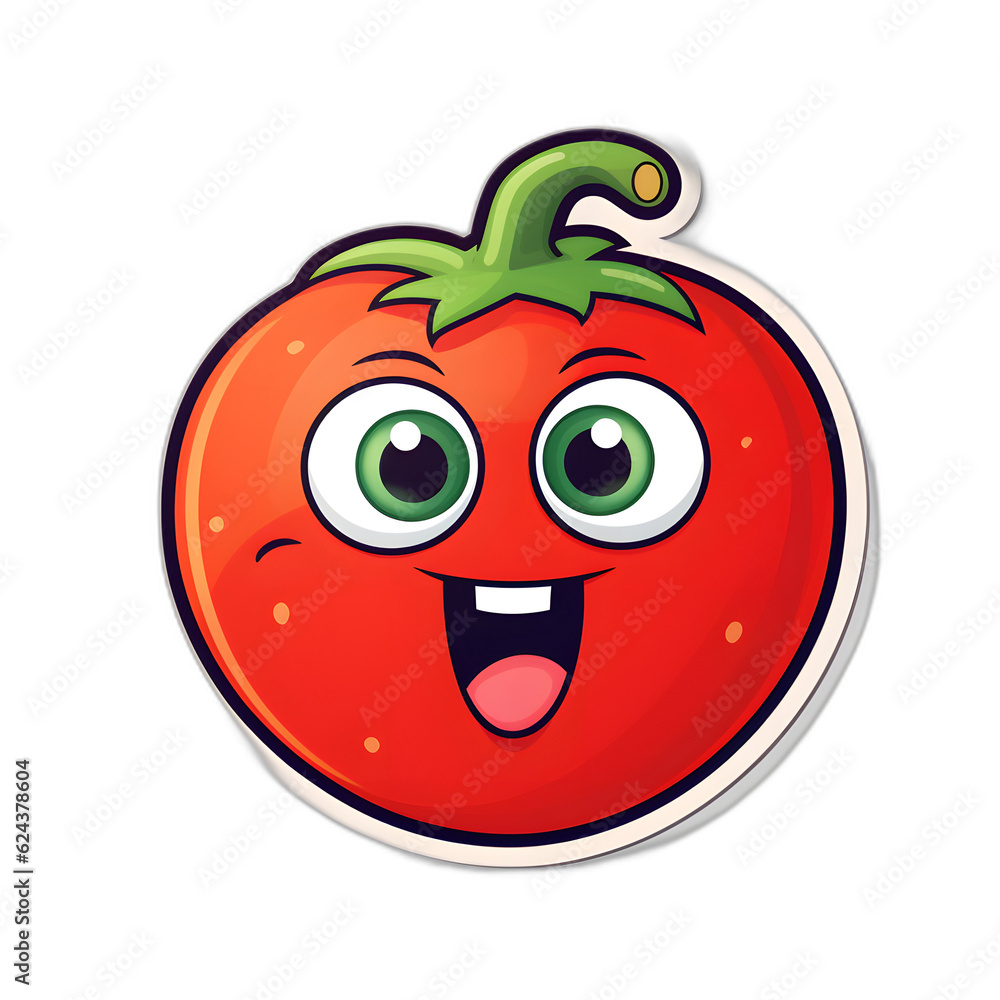 Fototapeta premium funny tomato cartoon, Transparent background