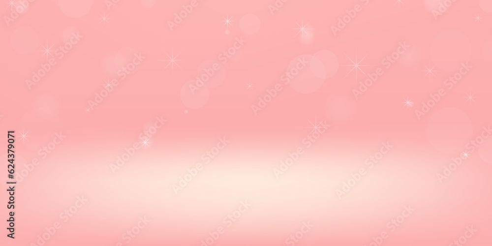 Soft pink studio background with shining star. Graphic art design. For backdrop, wallpaper, background. Vector illustration.
