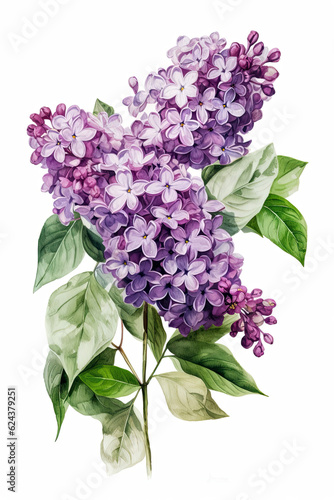 Lilac flower in watercolor technique - Generative AI photo