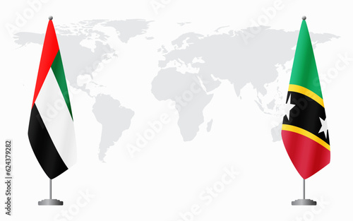 United Arab Emirates and Saint Kitts and Nevis flags for official meeti