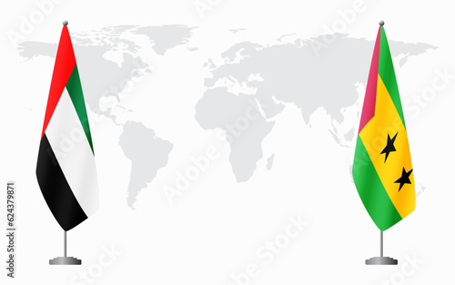 United Arab Emirates and Sao Tome and Principe flags for official meeti
