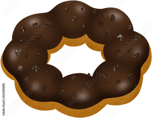 chocolate donut, chocolate pon de ring with a sprinkle, mochi donut, Oreo, chocolate flavour