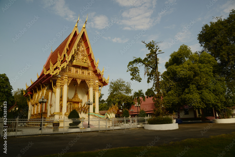 Buddhist church at the Wat Phra That Narai Jeng Weng temple. Which is an architectural style commonly seen in Thailand. Located at Sakhon Nakhon Province in Northeast of Thailand. Buddhist church at the Wat Phra That Narai Jeng Weng temple. Which is an architectural style commonly seen in Thailand. Located at Sakhon Nakhon Province in Northeast of Thailand.
