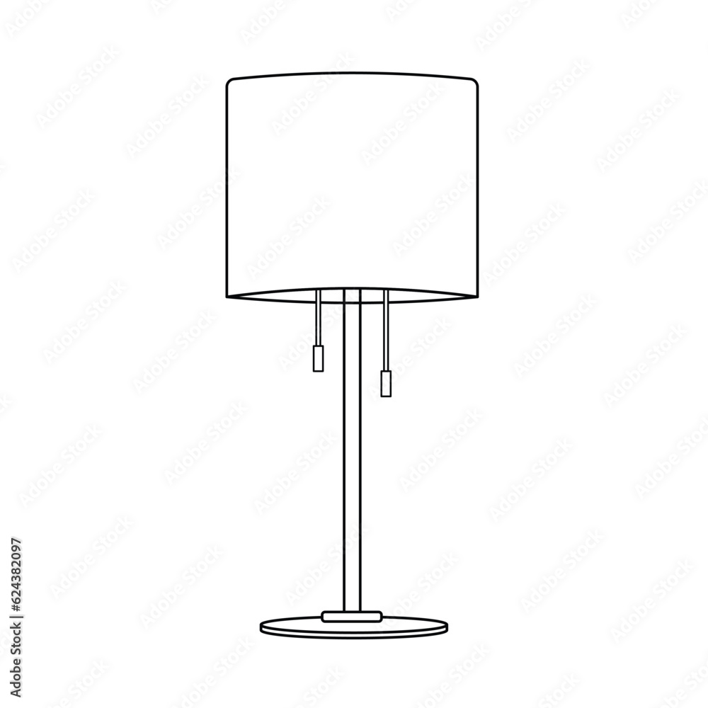 Table Lamp Outline Icon Illustration on White Background Table Lamp Outline Icon Illustration on White Background