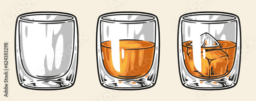 Glasses brandy colorful set emblem