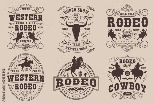 Rodeo show monochrome set posters