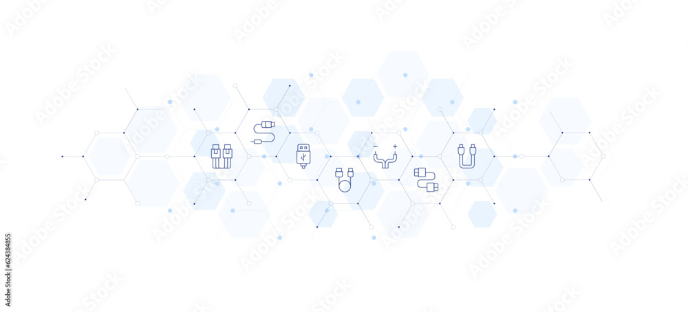 Cable banner vector illustration. Style of icon between. Containing cable, usb cable.