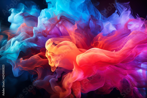Multicolored abstract smoke on black background, AI Generated © staras