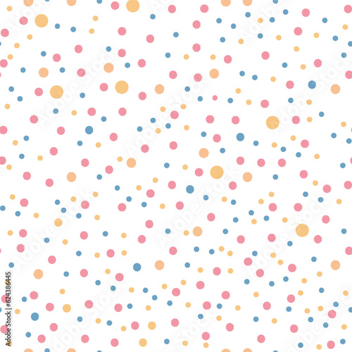 Vector polka dot pattern in pastel colors. Printing on fabric and paper. Children's pattern.