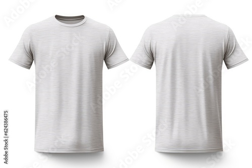 stylish light grey t shirt mockup. front and back view with white background