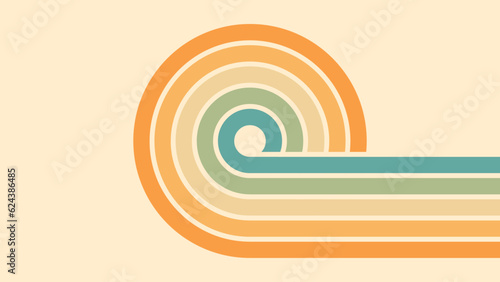 Abstract background of rainbow groovy Wavy Line design in 1970s Hippie Retro style. Vector pattern ready to use for cloth, textile, wrap and other.