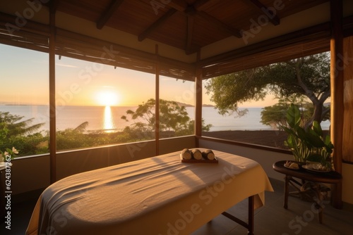 wellness retreat with view of the ocean or lake for ultimate relaxation  created with generative ai