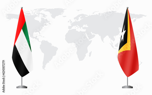 United Arab Emirates and Timor-Leste flags for official meeting