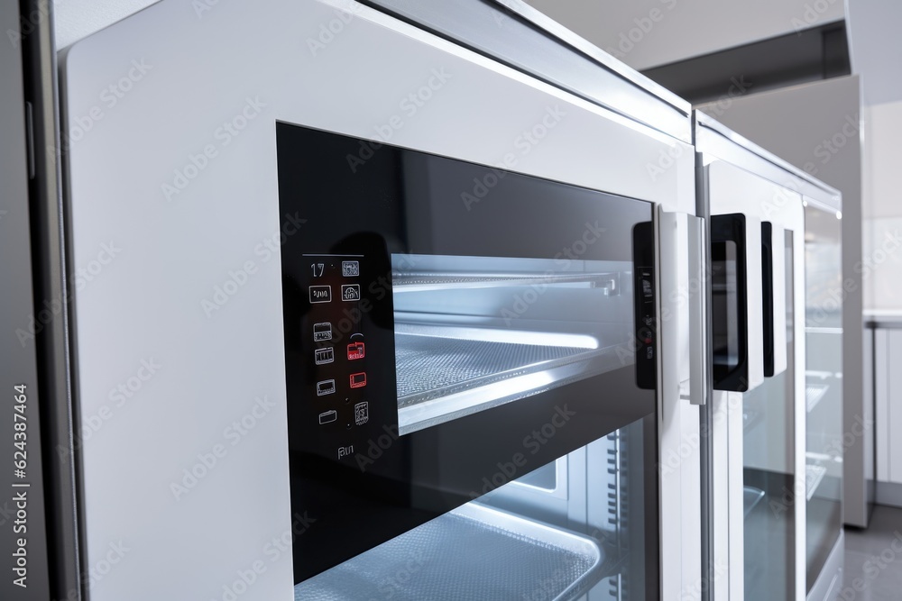 modern temperature-controlled cabinet with sleek touch screen and digital display, created with generative ai modern temperature-controlled cabinet with sleek touch screen and digital display, created with generative ai