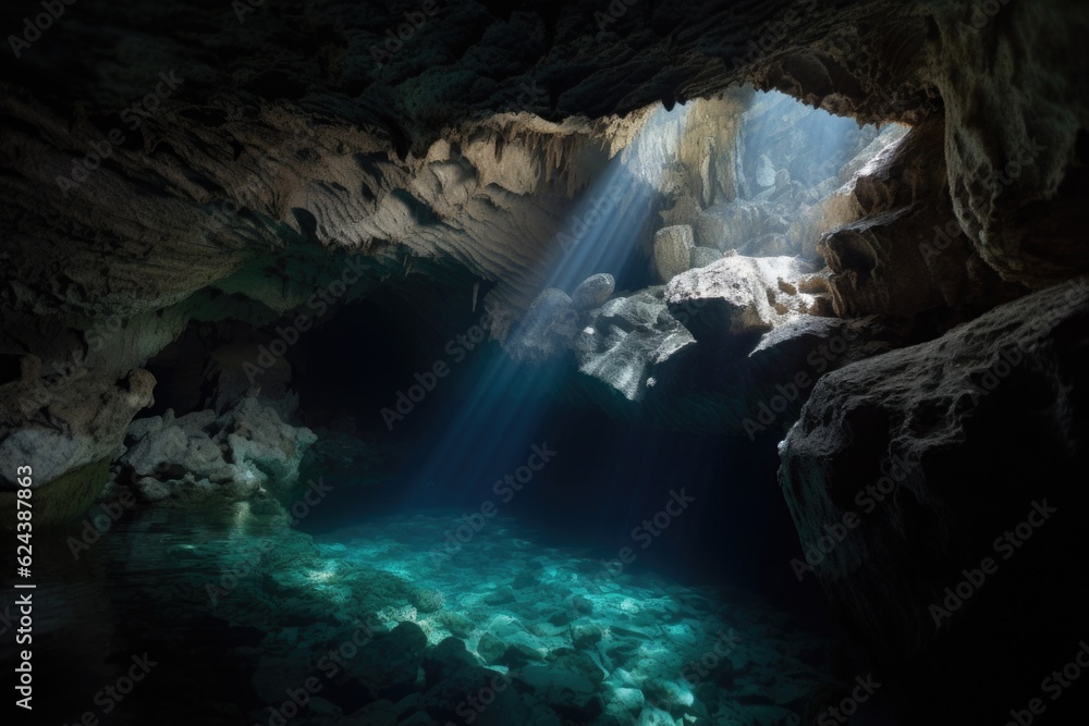 diverse collection of underwater caves and formations, each with its own unique features, created with generative ai diverse collection of underwater caves and formations, each with its own unique features, created with generative ai