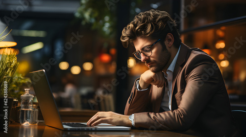 businessman working in the office with eye strain from the computer Generative AI