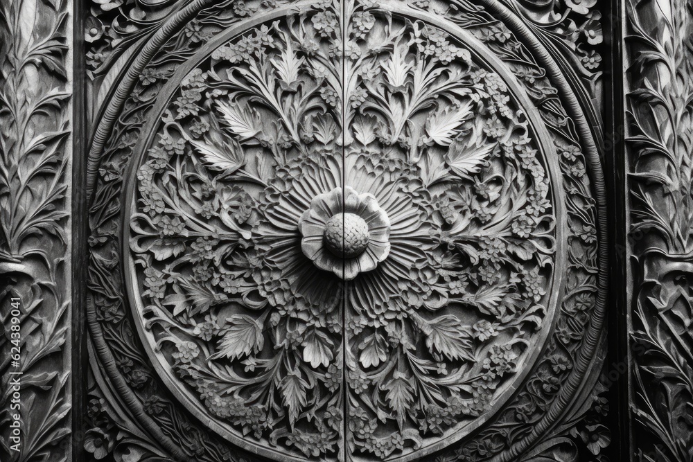 macro of intricate detailing on doorway, created with generative ai