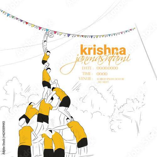 happy krishna janmashtami celebration illustration.