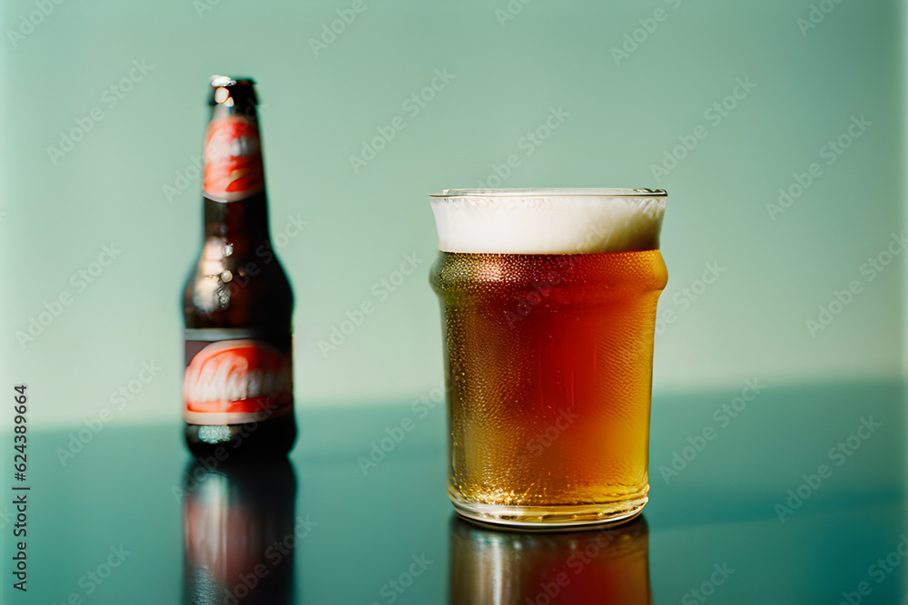 glass of cold beer. Generative AI glass of cold beer. Generative AI