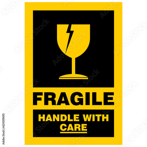 Fragile, handle with care, sticker vector