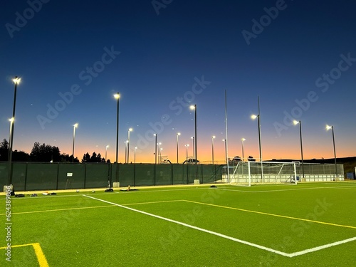 Soccer field at night