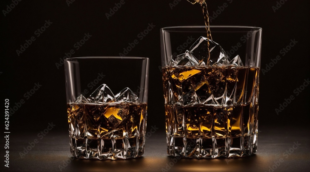 glass of whiskey on black