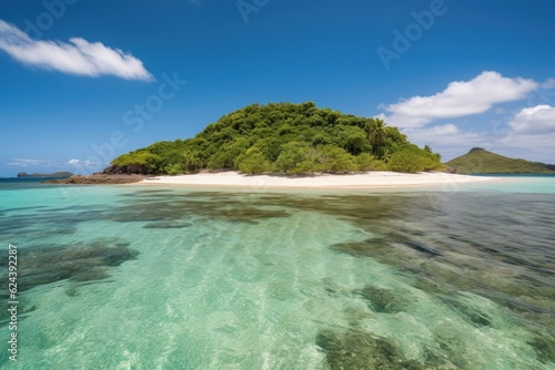 remote island with sandy beach and crystal-clear waters, created with generative ai © altitudevisual